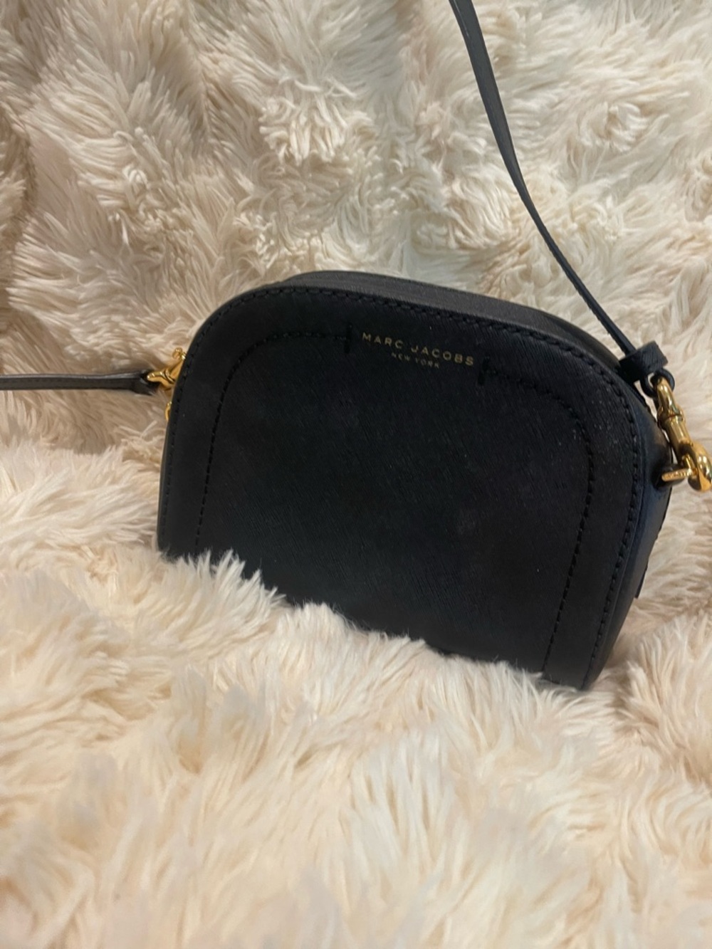 Marc Jacobs Black Crossbody Camera Bag with Gold Hardware